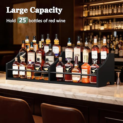 FAVOOSTY 5 Tier Countertop Liquor Bottle Display Shelf Organizer, Black - color: Dark Black