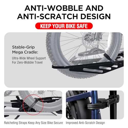Rockland Foldable 2-Ebike Rack with Ramp, 200 lbs Capacity, Hitch Mount Electric Bike Rack, Fits up to 5" Fat Tire Width and 50" Wheelbase, Ebike Carrier Rack for 2" Receiver for Cars SUVs Vans RVs - size: 2-Ebike Rack+Foldable+Ramp+200LBS