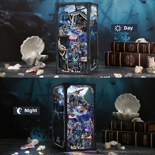 MiniCity Book Nook Kit, DIY Miniature Dollhouse Book Nook Kit with Dust Cover and LED Light for Teens and Adults (The Song of Sirens) - color: The Song of Sirens