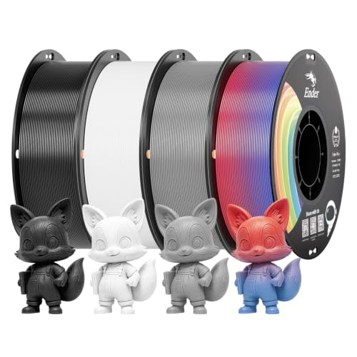 Creality 3D Printer Filament PLA 1.75mm 4KG, Rainbow Upgrade PLA+ Filament Strong Toughness No-Tangling Vacuum Packaging 3D Printing Filament Fit Most 3D Printers - color: Pla+-black+white+grey+rainbow