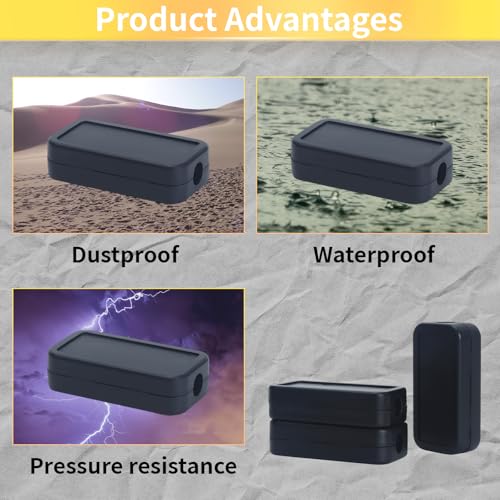 40mmx20mmx11mm Power Project Enclose Case Junction Box Waterproof Small Engineering Wire Switch Plastic Black, 12-Pack - size: 40 x 20 x 11mm(12PCS)