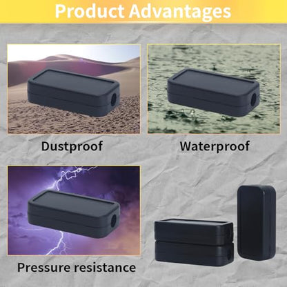 40mmx20mmx11mm Power Project Enclose Case Junction Box Waterproof Small Engineering Wire Switch Plastic Black, 12-Pack - size: 40 x 20 x 11mm(12PCS)