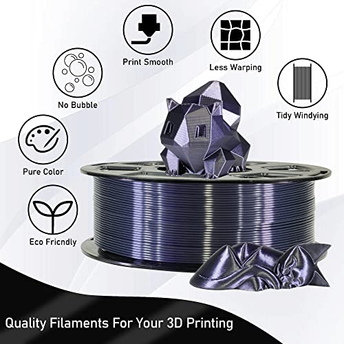 MIKA3D Silk Black Shiny PLA 3D Printing Filament, 1KG 2.2Lbs 3D Print Material with 1.75mm High Diameter Accuracy, Neatly Wound Silk PLA Widely Support for FDM 3D Printers - color: Silk-black