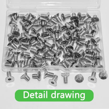 100Pcs M5x8mm Stainless Steel Flat Head Socket Cap Screws, Full Thread Allen Drive Countersunk Bolts, Bright Finish, Ideal for DIY & Home Repair - size: M5x8