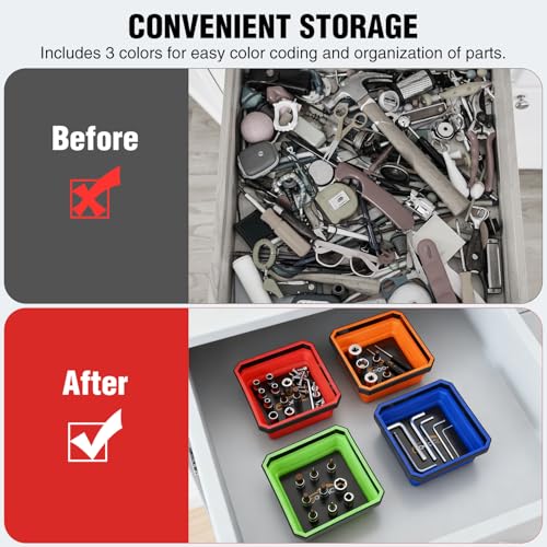 GOOACC 4Pcs Square Collapsible Magnetic Trays Set Red Orange Blue Green - color: Red/Orange/Blue/Green