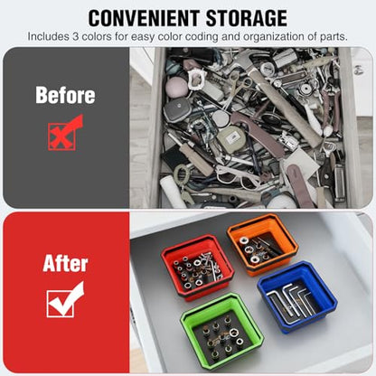 GOOACC 4Pcs Square Collapsible Magnetic Trays Set Red Orange Blue Green - color: Red/Orange/Blue/Green