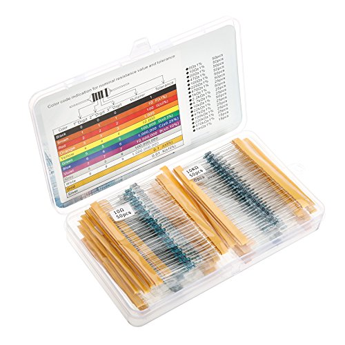 0 Ω to 1 Mega Ohm Resistors Assortment Kit of 1 Percent Tolerance| Metal Film Resistor/Variety Pack of 605 Pcs/Plastic Box | Fits Excellently to Breadboards/Arduino Projects
