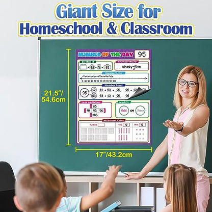 Aizweb Giant Magnetic Number of the Day Chart Paper,Dry Erase Place Value Number Line for Classroom Whiteboard Accessories,Teacher Must Have Essential Homeschool Teaching Supplies,Math Manipulative - style: Number