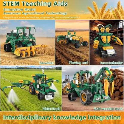 5 IN 1 STEM Robot Toys Building Kits for Kids Ages 6-14, App & Remote Control STEM Harvester/Plowing Cart/Water Truck Robot Building Set, Programmable Transformers RC Robotics Gifts for Kids Boys