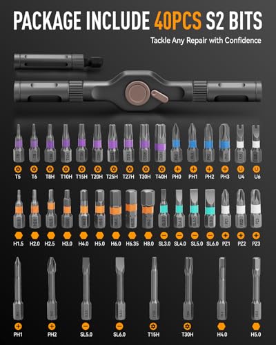 KELIN 43 IN 1 Magnetic Ratchet Screwdriver Set with Detachable T Handle - color: Orange, size: 43 PCS