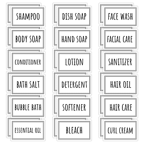 Segbeauty Bathroom Labels for Organizing, 36PCS Waterproof Laundry Labels Soap Dispenser Stickers, Self-Adhesive Removable Beauty Skincare Organization Label for Bathroom Kitchen Laundryroom Dresser - style: S+D+F-White
