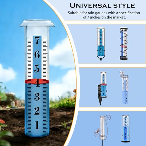 YZDTECH Rain Gauge Replacement Tube Plastic, Accurate Rain Gauge Outdoor, Thickened and Transparent 7" Capacity Tube with Blue Strip for Yard, 1 Rain Meter Tube with 1 Clean Brush and 1 Red Float - color: 1PCS Rain Gauge Replacement Tube