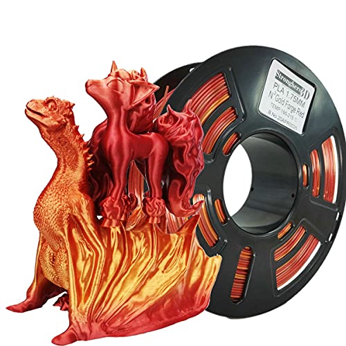 PLA Red Gold Silk 3D Printer Filament 1.75mm, Dual Color PLA Filament, Shiny Metallic Red and Gold 3D Printing Filament for Dragons, Sculptures, Decorations and Creative Models, 1kg Spool - color: Pla_gold_red