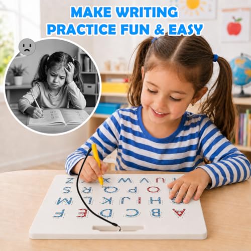 Double Sided Magnetic Letter Board: 2 in 1 Alphabet Magnets Tracing Board
