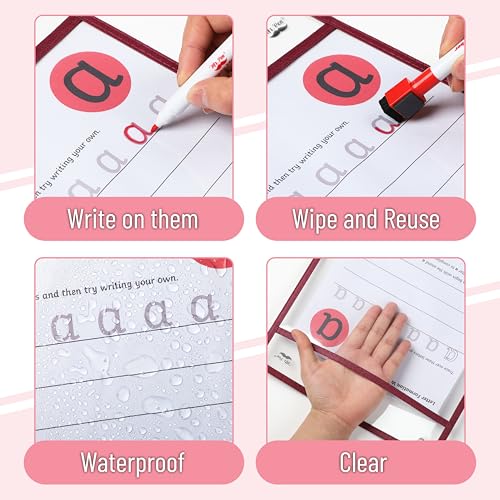 Mr. Pen- Reusable Dry Erase Pocket Sleeves, 10" x 14", 6 Pack, Colorful - color: Sunset, size: 6 Pack