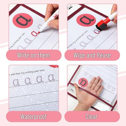 Mr. Pen- Reusable Dry Erase Pocket Sleeves, 10" x 14", 6 Pack, Colorful - color: Sunset, size: 6 Pack
