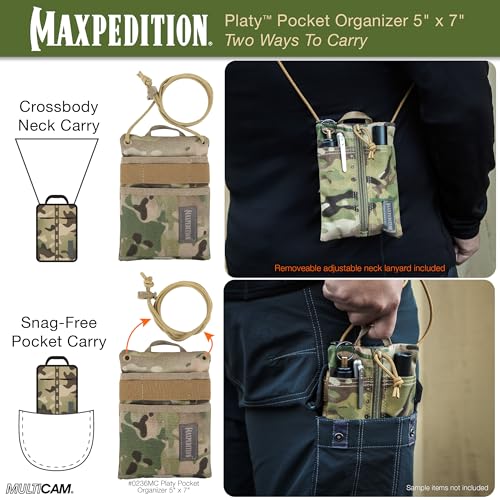 Maxpedition Platy Pocket Organizer, EDC Tool Pouch, Neck Wallet - color: Multicam, size: 5" x 7"