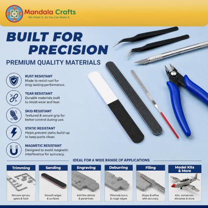 Mandala Crafts 13 Model Building Hobby Tools Kit for 3D Plastic Miniatures - style: Basic 13 PCs