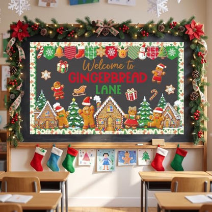 Christmas Gingerbread Lane Bulletin Board Classroom Decorations - color: Christmas Gingerbread Lane