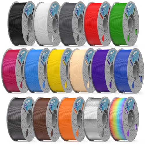 PLA 3D Printer Filament 1.75mm, 16 Rolls Bundle (1kg/2.2lb per Roll), 16kg Total, High Dimensional Accuracy & Low Odor, Suitable for Beginners, Compatible with FDM Printers - color: 16 Colors - Sky Blue & Rose Decor Set, size: 16KG