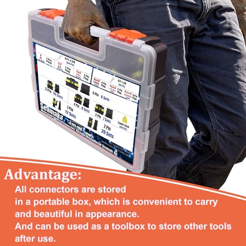 1008PCS 63 Sets Waterproof Automotive Wire Connectors Kit 1/2/3/4/5/6 Pin Automotive Replacement Electrical Accessories Plug Connectors Kit Male and Female Connector with Ratchet Crimping Tool - size: 1008PCS