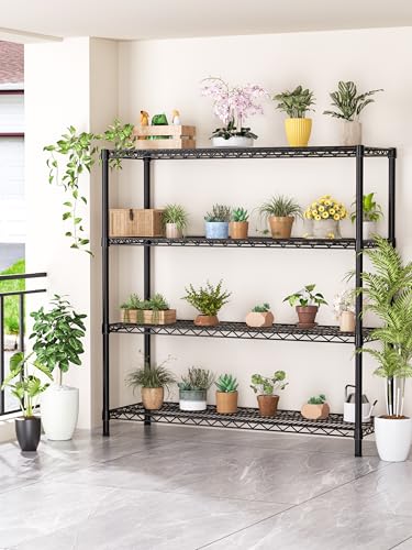 Golpart 4Tier Adjustable Storage Shelves Metal Wire Shelving Standing Shelf - color: Black, size: 4-tier-18"Dx46"Wx59"H