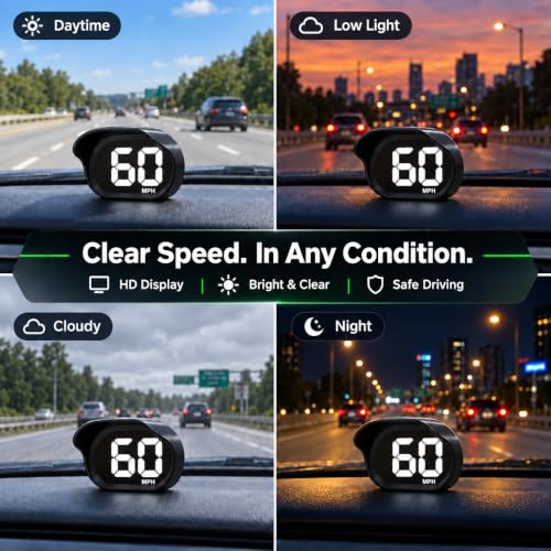 GPS Speedometer for Car MPH, Digital Speedometer for Car, Car Speedometer - color: White