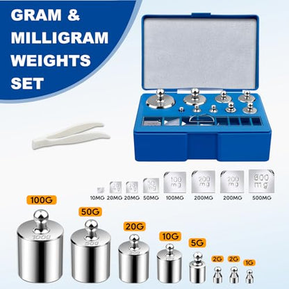 UCEC Calibration Weights for Digital Scale, 10mg - 100g Gram Weights Kit, Precision Stainless Steel Balance Scale Calibration Weight Set with Tweezers for Lab Educational Science (Pack of 2) - size: 211.1g Set (Pack of 2)