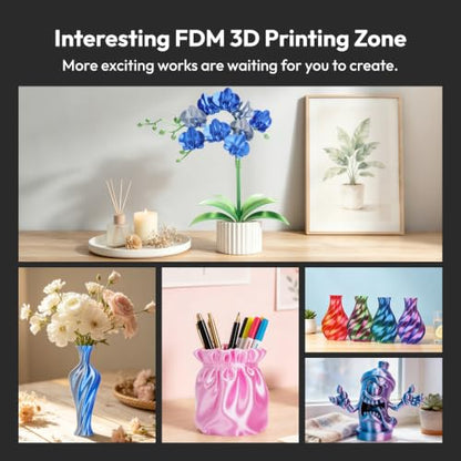AMOLEN Silk PLA 3D Printer Filament, Dual Color Blue Silver PLA 1.75mm, Shiny Color Change Filament 3D Printing PLA Filament for Most FDM 3D Printer, 1kg Spool(2.2lbs) - color: Blue/Silver