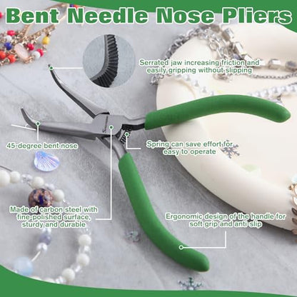 SPEEDWOX 5" Mini Bent Needle Nose Pliers, Serrated Jaw For Jewelry Making - style: Bent Needle Nose Pliers