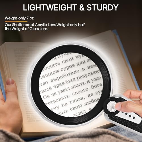 45X Magnifying Glass with Light, Large Handheld Magnifier for Seniors - color: Black