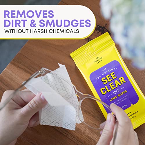See Clear Original Lens Cleaning Wipes - Pre-Moistened Eyeglass & Screen Cleaning Cloth Towelettes - Streak Free, Scratch Free Lens & Electronic Screen Cleaner - 12 Resealable Packs of 16 (192 Wipes) - size: 16 Count (Pack of 12)