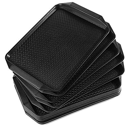 Aebeky Plastic Fast Food Tray,16.7 by 11.8-Inch,Set of 12 (Black) - color: Black