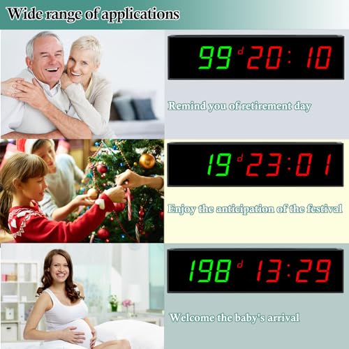 Digital Days Countdown Timer Clock,Retirement Countdown Calendar up to 999 Days,Count Timing Up Stopwatch,LED Wall Clock with Remote control for Wedding Birthday Event Sports Vacation Examination