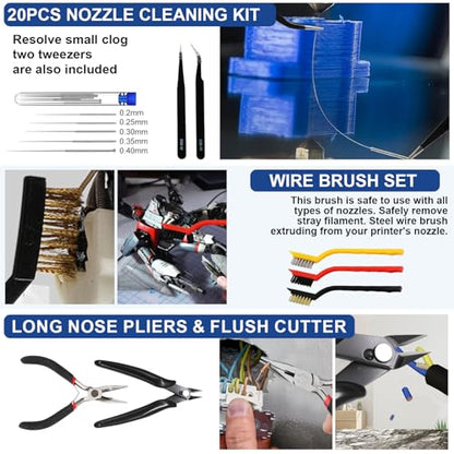 201PCS 3D Printer Tools Kit, 3D Printer Accessories for 3D Printer Modeler Basic Tools Diverse,Including Nozzle Cleaning Kit,Polishing Machine,Deburring Tool for Remove/Trim and Finish 3D Print - style: 201PCS
