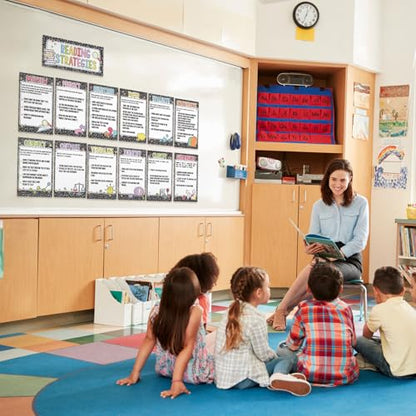 Outus 13 Pcs Reading Strategies Posters Classroom Decorations Reading Bulletin Board Posters Elementary Educational Wall Prints Library Decor for Middle High Schools Teacher Supplies (Composition) - style: Composition