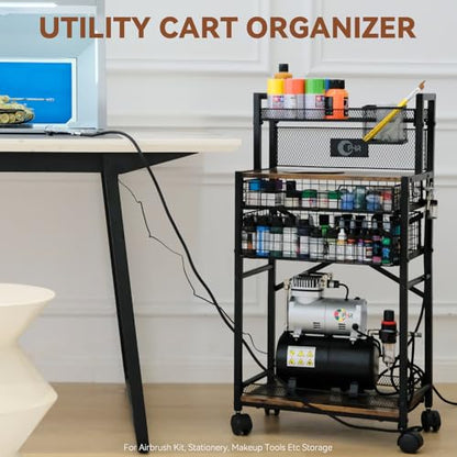 OPHIR 5 Tier Metal Airbrush Storage Cart for Air Compressor,Paint Supplies