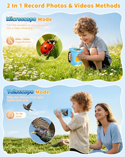 1000X Handheld Microscope for Kids, 4K Digital Kids Microscope Science Kits - color: Blue