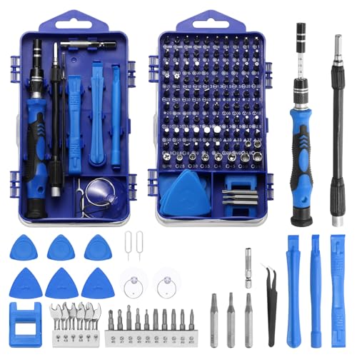 HARFINGTON 140 in 1 Magnetic Precision Screwdriver Set with 99 Bits,Blue - color: Blue