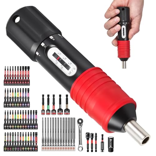 GEINXURN 71PCS Click Torque Screwdriver Set 1/4” Drive, 10-50 Inch Pound Torque Screw Driver Kit with Screwdriver Bit, Socket, Mini Torque Wrench for Maintenance, Tools, Bike Repairing and Mounting