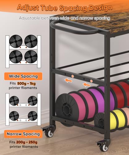 2-Tier 3D Printer Filament Storage Rack with Stand & Wheels, Black - color: black, size: 2-tier