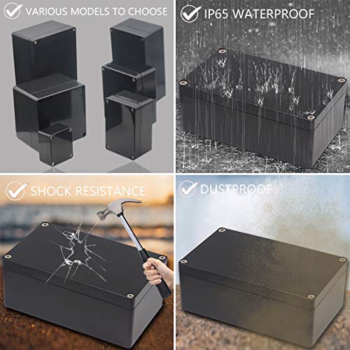 Junction Box, Zulkit Project Box IP65 Waterproof Outdoor Box ABS Plastic Electrical Boxes Electronic Enclosure Black 4.5 x 3.5 x 2.2 inch(115 x 90 x 55 mm)(Pack of 1) - size: 4.5" x 3.5" x 2.2"(Pack of 1)