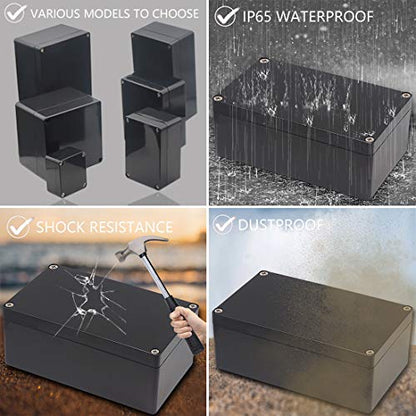 Junction Box, Zulkit Project Box IP65 Waterproof Outdoor Box ABS Plastic Electrical Boxes Electronic Enclosure Black 2.48 x 2.28 x 1.38 inch (63 x 58 x 35mm) - size: 2.48" x 2.28'' x 1.38''(Pack of 1)