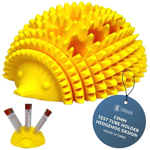 S I Schaller Industries Hedgehog Test Tube Holder, 13mm - Veterinary Blood Test Tube Rack, Holds 12 Vials, Compact Fun Design Organizer for Veterinary and Research Lab Use - Yellow - color: Yellow, size: 13mm Tubes
