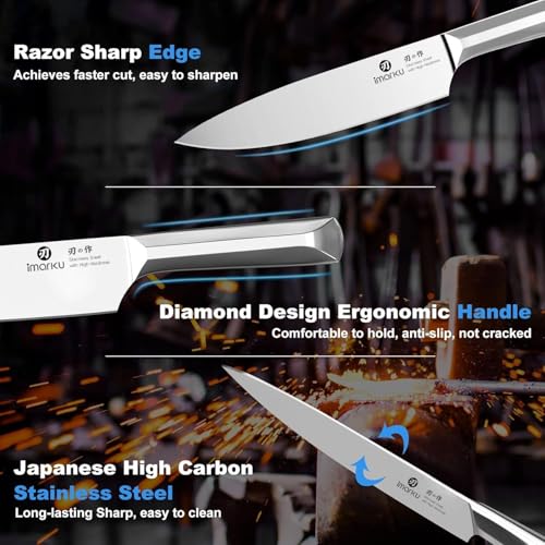 imarku 16-Pieces Knife Set, High-Carbon Stainles Steel Kitchen Knife Set - color: Steel Gray