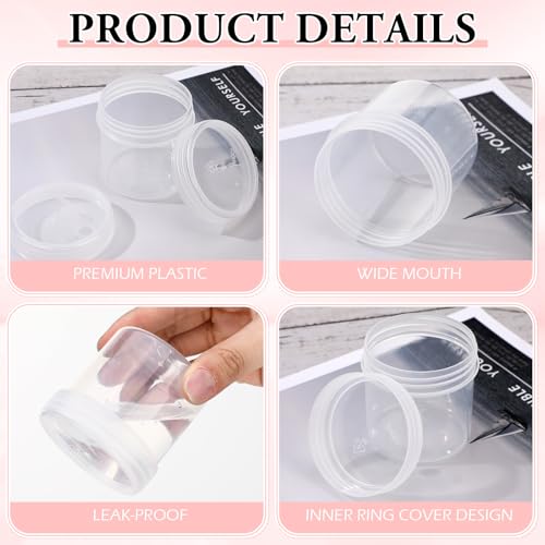Meanplan 100 Pcs 3.4 oz Clear Plastic Container Jar with Lid Leak Proof - color: Clear, size: 3.4 oz