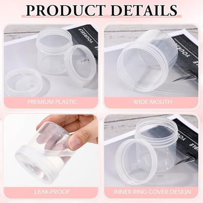 Meanplan 100 Pcs 3.4 oz Clear Plastic Container Jar with Lid Leak Proof - color: Clear, size: 3.4 oz