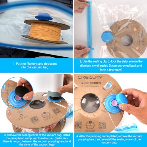 Creality 3D Printer Filament Storage, 12 Pack Vacuum Bags 35 x 35CM Reusable Transparent Sealed Bags, Dust Proof Humidity Resistant Keeping Filament Dry - color: 12 Pack Vacuum Bags