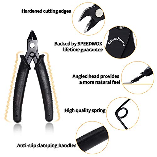 SPEEDWOX Electronic Cutters - Flush Cut Wire Cutters, 5 Inch Diagonal Side Cutting Pliers, Mini Shear, French Spring, Precision Fine Pliers for Jewelry Making - size: 5" French Spring