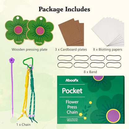 Aboofx Mini Flower Press 3" x 3", Pocket Flower Press Kit - color: flower shape